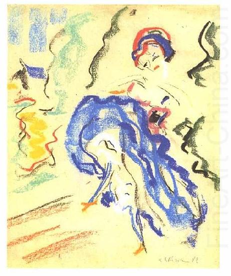 Ernst Ludwig Kirchner Dancer in a blue skirt oil painting picture